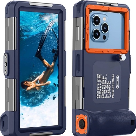 Waterproof phone  Case - Blue and Orange (038) - Picture 1 of 4